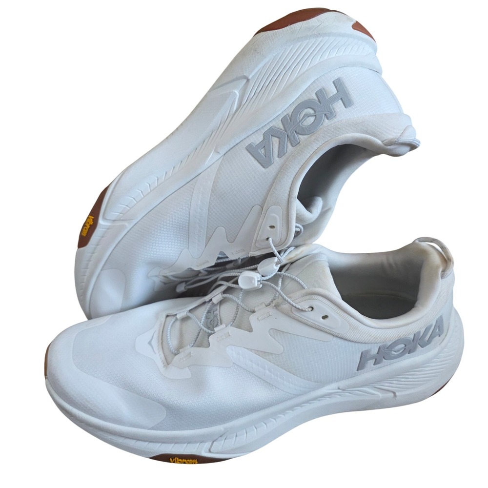 Hoka One One Transport White White Mens 14D 1123153 WWH Vibram Sneakers